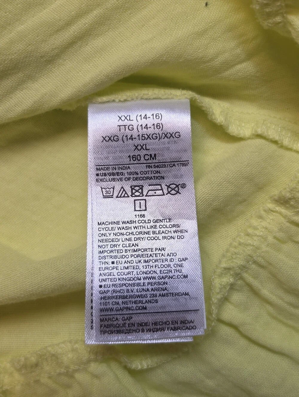 GAP Kids Cotton Crinkle Gauze Midi Dress Lemon Yellow Smocked Sundress NEW